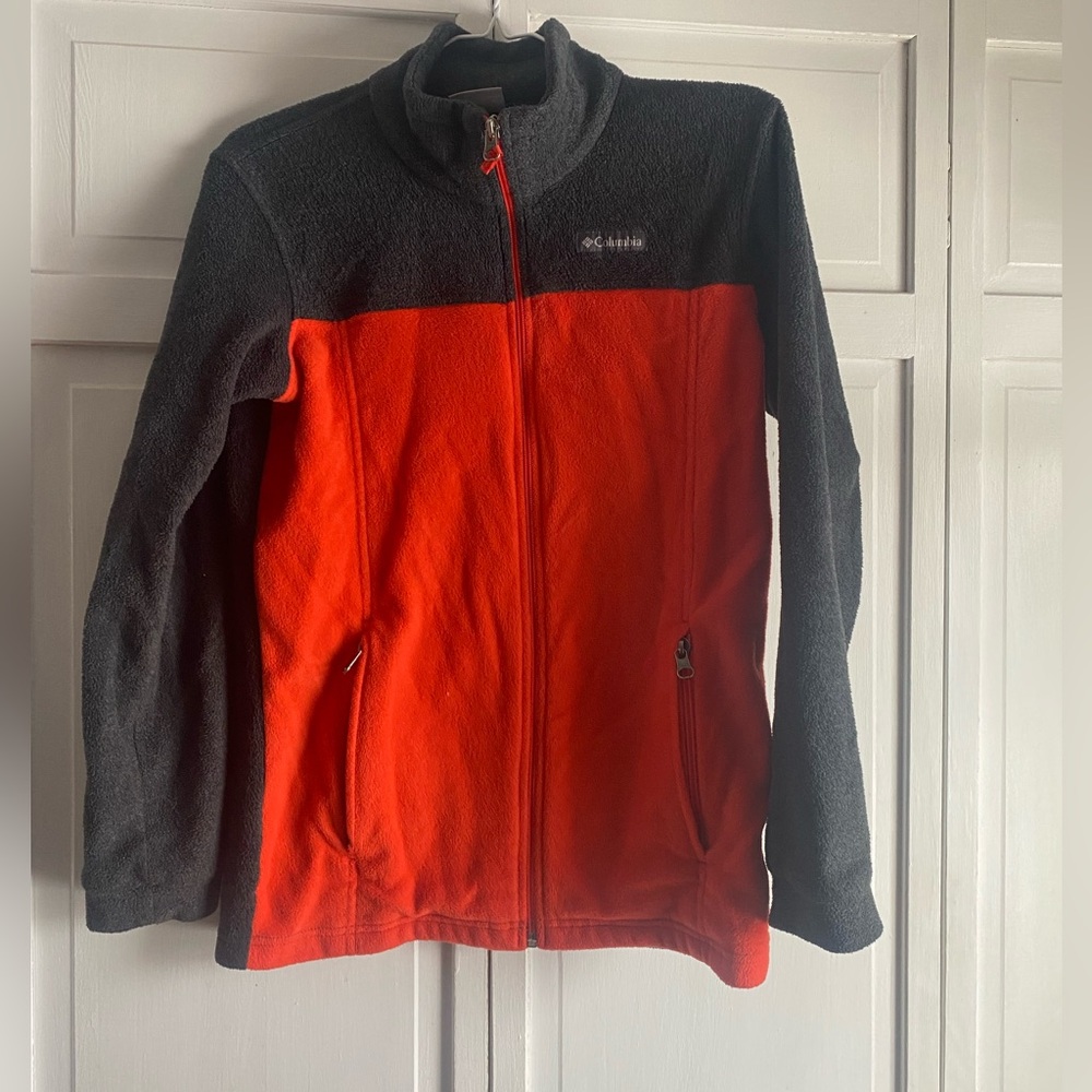 EUC Columbia kids fleece, orange and grey size L